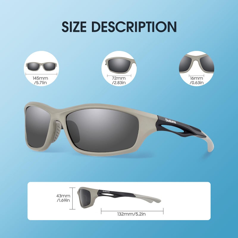 Duduma Polarized Sports Sunglasses for Men Women Running Cycling Fishing Golf Driving Shades Sun Glasses Tr90 (grey matte frame with black lens) - Image 4